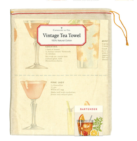 Vintage-Style Tea Towel - Bartenders Guide