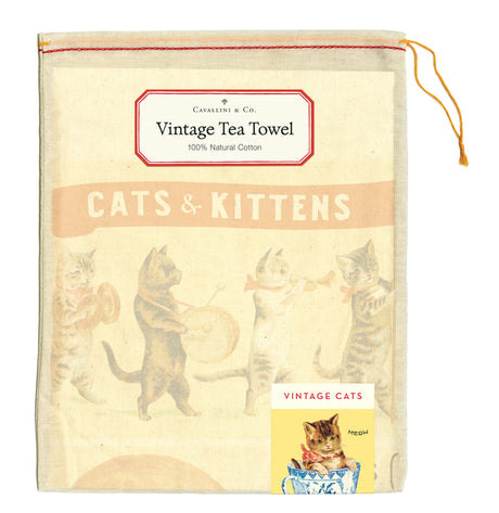 Vintage-Style Tea Towel - Cats - Hello World Modern Mercantile