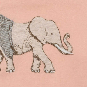 Organic Cotton Short Sleeve Appliqué One Piece - Tutu Elephant Detail
