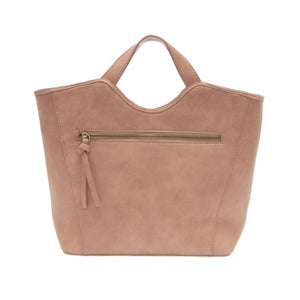 Vegan Leather Top Handle Liz Crossbody Bag Dusty Mauve Back Zipper Pocket