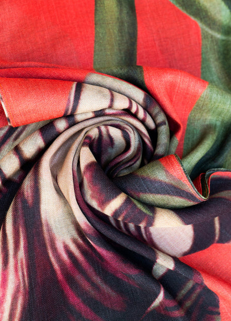 Wool Blend Wrap Scarf - Tulip Detail View