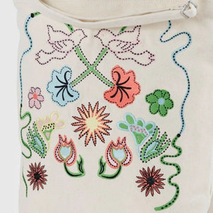 Zip Duck Bag - Embroidered Birds Detail