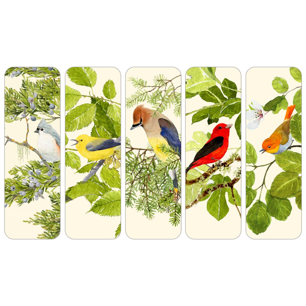 Watercolor Nature-Inspired Illustrations Bookmarks Set of 5 - Birdsong