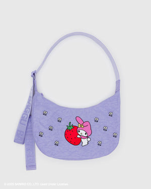 Medium Nylon Crescent Bag - Embroidered My Melody Strawberry - Hello World Modern Mercantile