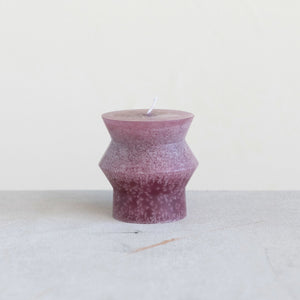 Unscented Totem Pillar Candle 3" H in Purple Mauve Lifestyle