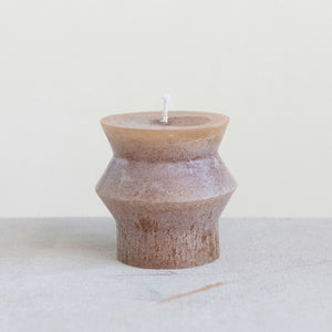 Unscented Totem Pillar Candle 3" H in Cappuccino Brown Lifestyle