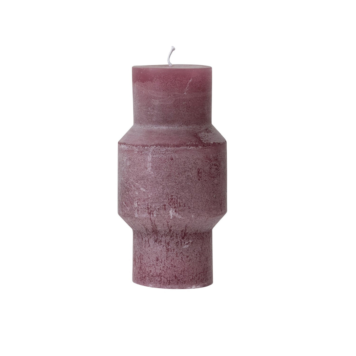 Unscented Sculpted Totem Pillar Candle 6" H in Purple Mauve