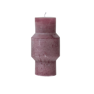 Unscented Sculpted Totem Pillar Candle 6" H in Purple Mauve