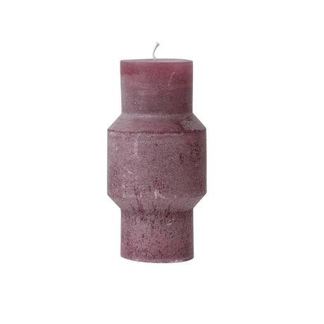 Unscented Sculpted Totem Pillar Candle 6" H in Purple Mauve