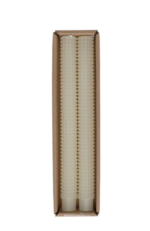 Unscented Hobnail Taper Candles Set of 2 - Cream