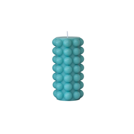 Unscented Hobnail Pillar Candle 6"H - Cyan Blue