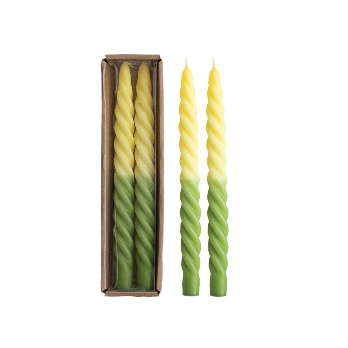 Unscented Twisted Taper Candles in Box Ombre, Set of 2
