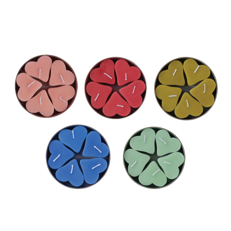 Unscented Heart Shaped Votive Candles Set of 5 - Hello World Modern Mercantile