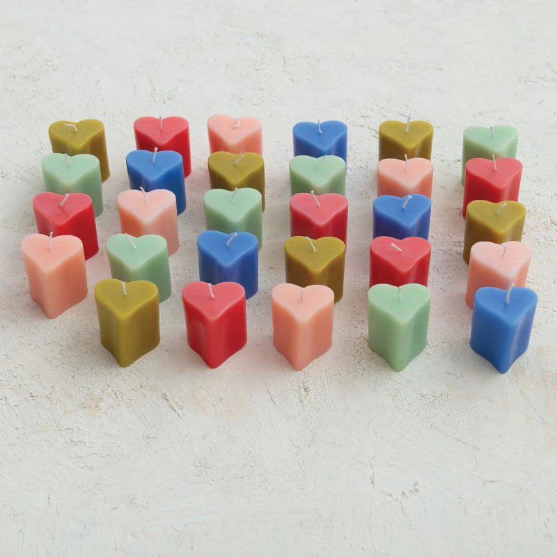 Unscented Heart Shaped Votive Candles Set of 5 - Hello World Modern Mercantile
