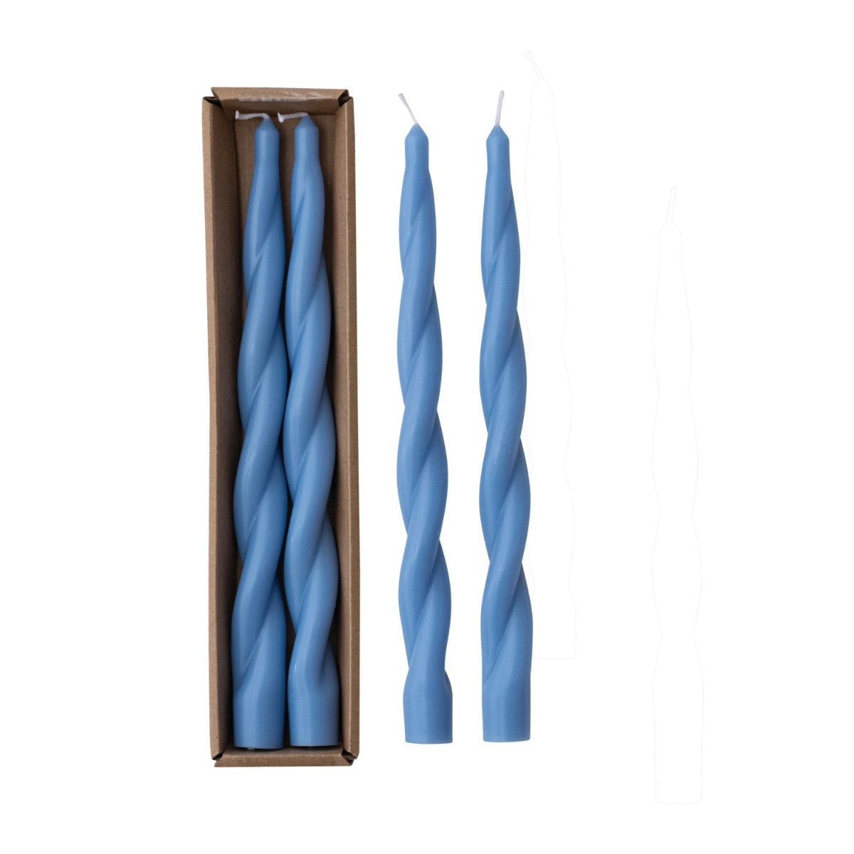 Unscented Twisted Taper Candles Boxed Set of 2 - Blue