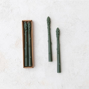 Unscented Asparagus Shaped Taper Candles Boxed Set of 2