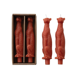 Unscented Leopard Taper Candles Set of 2 - Coral - Hello World Modern Mercantile