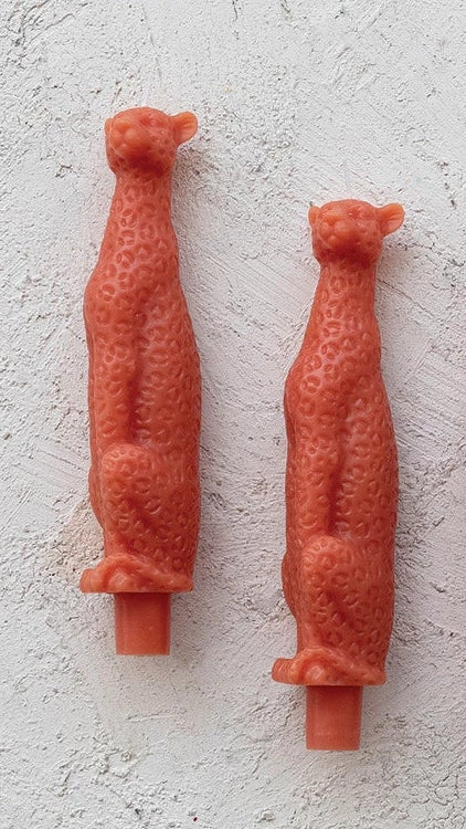 Unscented Leopard Taper Candles Set of 2 - Coral - Hello World Modern Mercantile