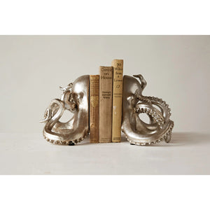 Silver Resin Octopus Bookends Pair Lifestyle