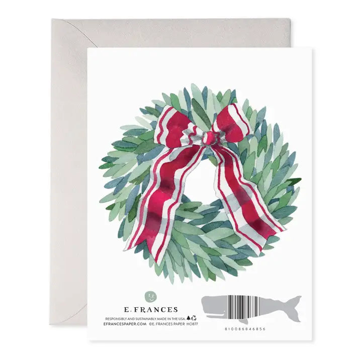Wish You A Merry Christmas Wreath Holiday Greeting Card