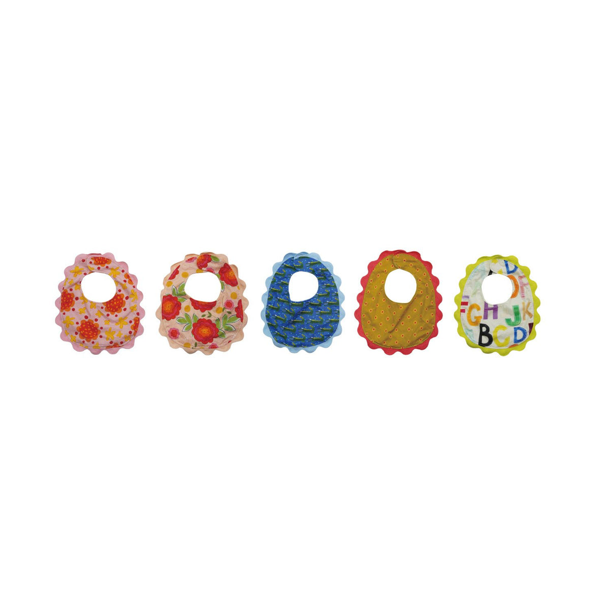 Cotton Terry Cloth Colorful Scalloped Trim Baby Bib
