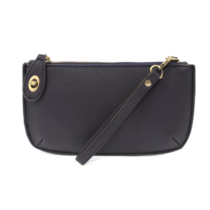 Vegan Leather Mini Crossbody Clutch - Navy
