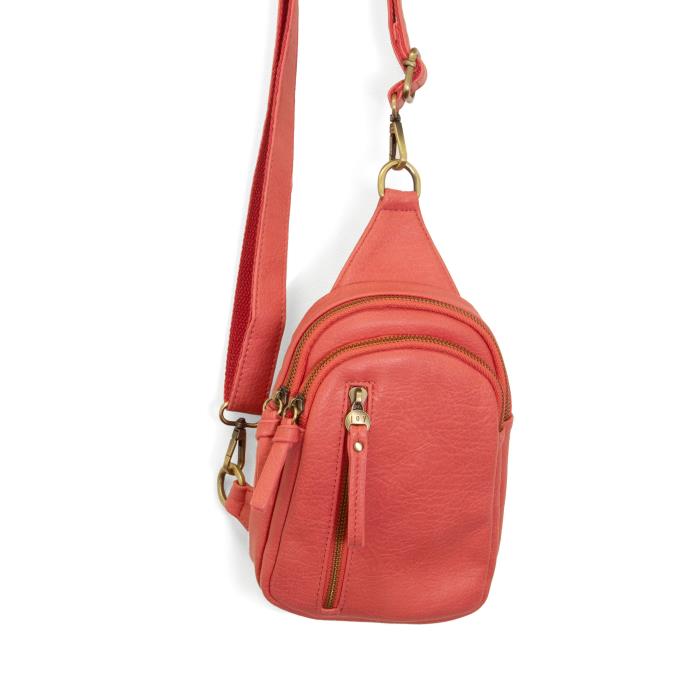 Vegan Leather Skyler Sling Bag - Coral