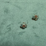 Thalia Flower CZ Stud Earrings - Blue Moonstone & Topaz Lifestyle Video Detail