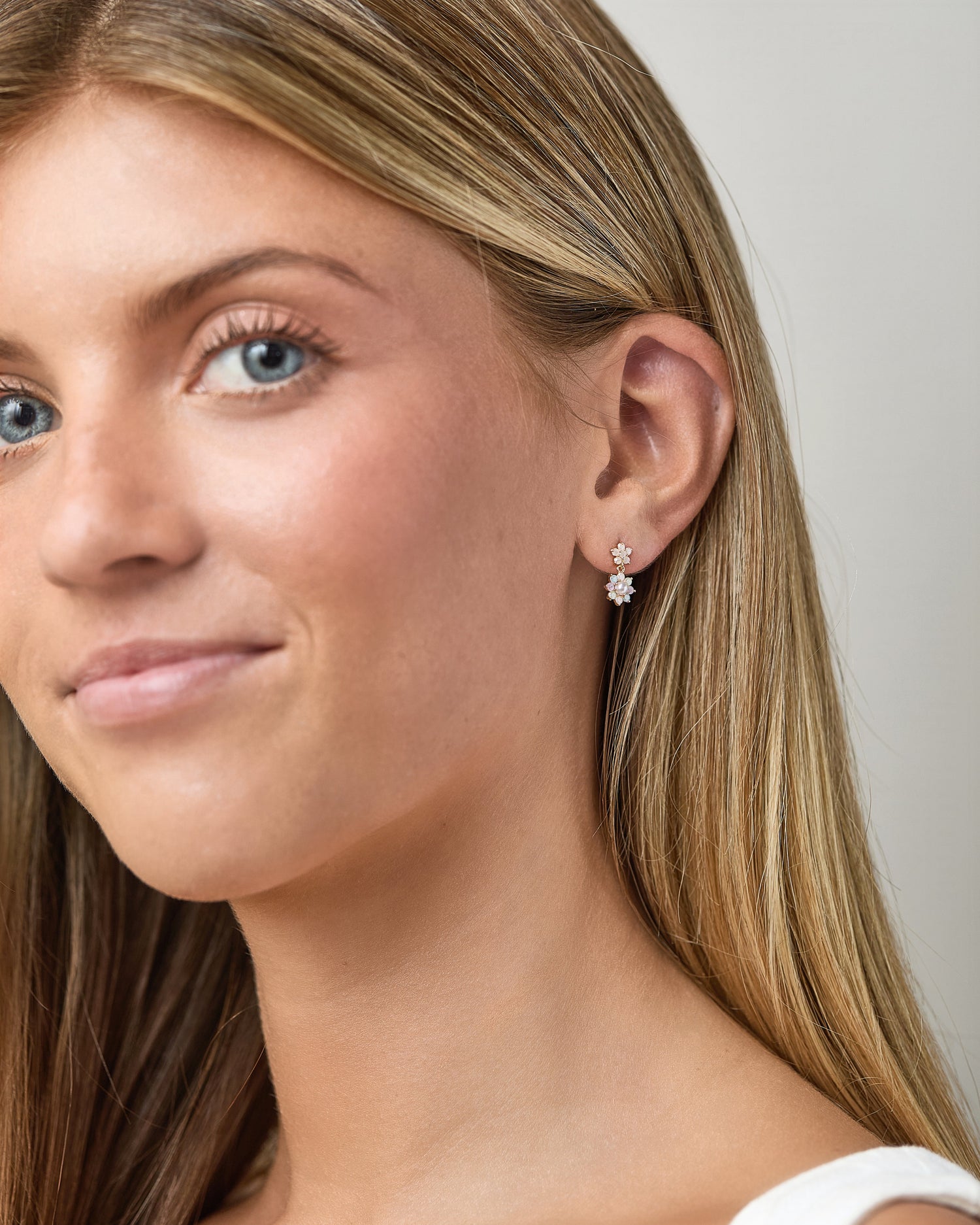 Tiny Flora Icy CZ & Pearl Drop Earrings - Hello World Modern Mercantile