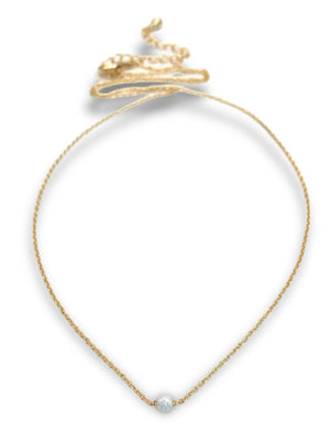 Opal Round Tiny Bead Minimalist Necklace