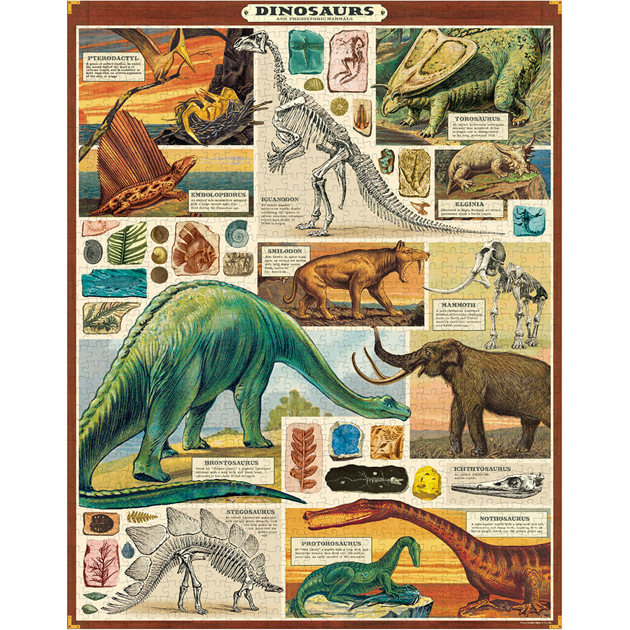 1000-Piece Vintage-Style Puzzle – Dinosaurs - Hello World Modern Mercantile