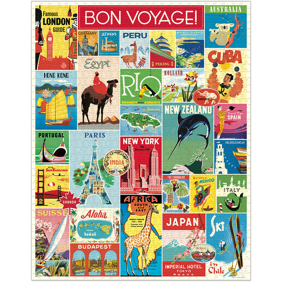 1000-Piece Vintage-Style Puzzle – Travel - Hello World Modern Mercantile