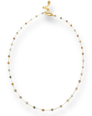 Quartz Pastel Mixed Bead Chain Necklace