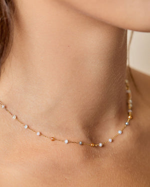 Quartz Pastel Mixed Bead Chain Necklace