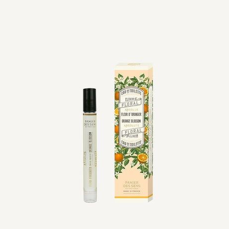 Eau de Toilette Roll-On Perfume in Orange Blossom comes in a glass bottle in a floral box
