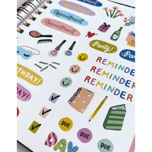 Idlewild Co. 2023 Sun & Moon Spiral Bound Planner - 12 Months. Stickers for organizing included.