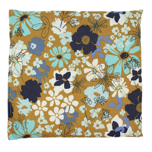 Caramel & Aqua Floral Cotton Printed Aromatherapy Heating & Cooling Pillow Wrap