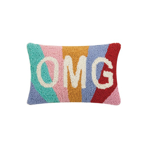 Peking Handicraft OMG Retro Rainbow 100% Wool Hook Lumbar Pillow