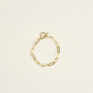 18k gold plate vermeil over brass paperclip chain toggle bracelet