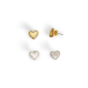 Pave Heart Stud Earrings