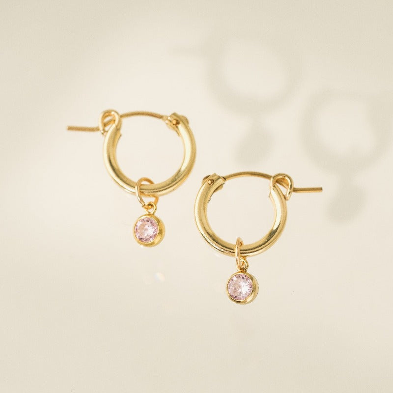 October Birthstone Gold-Filled Hoop Earrings