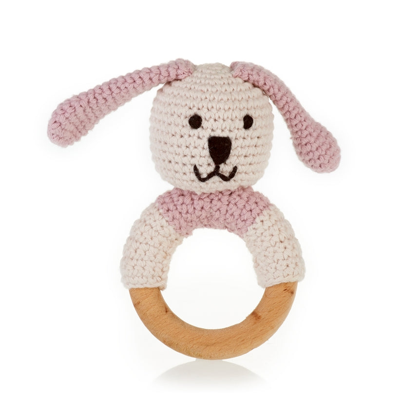 Dusky Pink - Organic Pastel Bunny Teething Ring