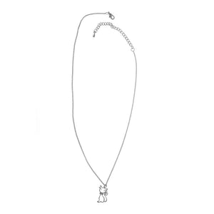 Silver - Kitty Outline Pendant Necklace