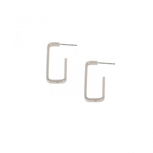 Silver Rectangle Hoop Earrings