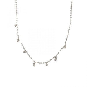 Silver Dainty Spaced Crystal Necklace