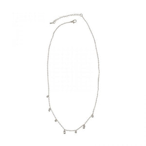 Silver Dainty Spaced Crystal Necklace