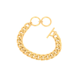 Gold - Wheat Chain Toggle Bracelet