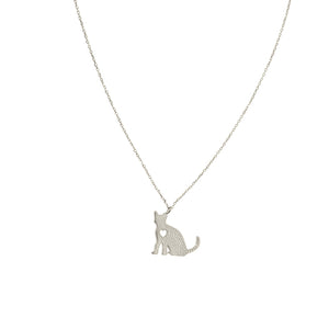 Silver - Cat Love Charm Necklace
