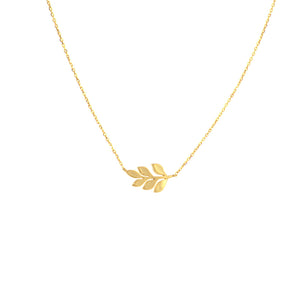 Gold Olive Branch Charm Necklace