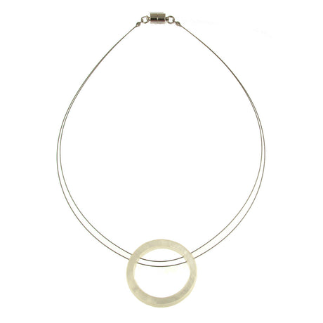 Origin Jewelry Circle O Resin Pendant Magnetic Lock Clasp Necklace - White  Color